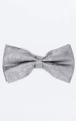 Silver Paisley Bow Tie