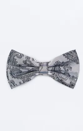 Grey Paisley Bow Tie