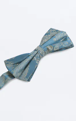 Duck Egg Blue Paisley Bow Tie