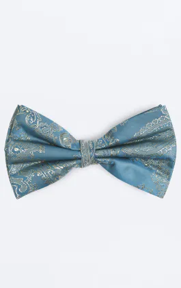 Duck Egg Blue Paisley Bow Tie