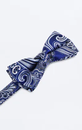 Navy Blue Paisley Jacquard Bow Tie