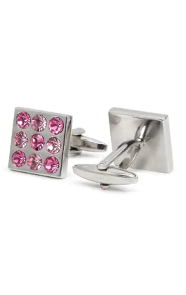 Two Tone Pink Crystal Square Cufflinks