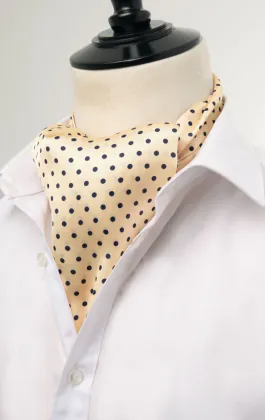 Daywear Cravat in Yellow with Blue Polka Dots