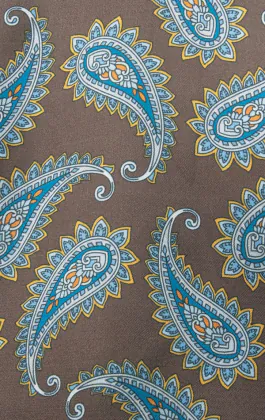 Daywear Cravat in Brown with Blue Paisley Pattern