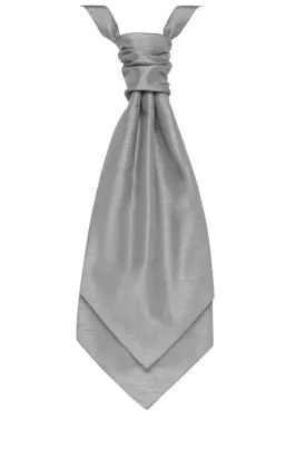 Pre-Tied Silver Dupion Cravat