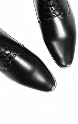 Black Plain Derby Shoes