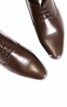 Dark Brown Plain Derby Shoes