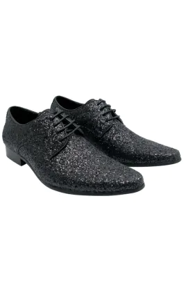 Dobell Black Glitter Shoes Dobell