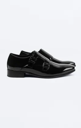Black Patent Double Monk Dress Shoes
