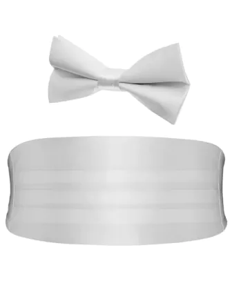 White Cummerbund & Pre-Tied Bow Tie Set