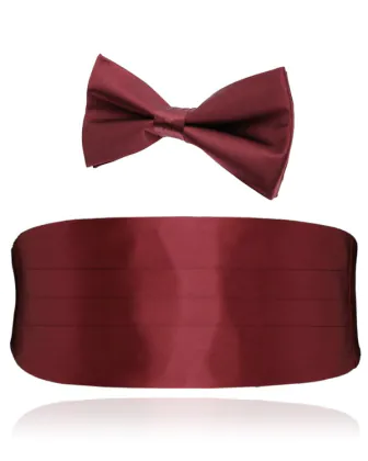Burgundy Silk Cummerbund & Pre-Tied Bow Tie Set