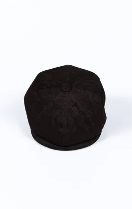 Black Corduroy Newsboy Cap
