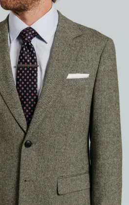 Sage Green Herringbone Tweed Blazer