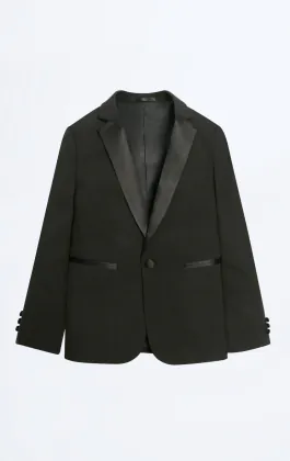 Boys Black Dinner Jacket with Notch Lapel