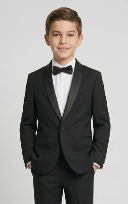 Boys Black Dinner Jacket with Shawl Lapel