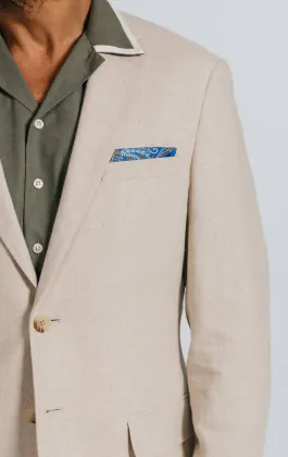 Oatmeal Linen Herringbone Suit Jacket