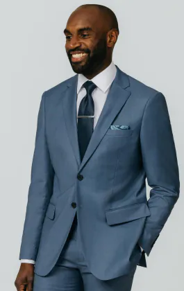 Blue Sharkskin Suit Jacket