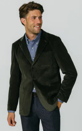 Green Corduroy Jacket with Patch Pockets