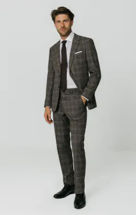 Brown Check Suit Jacket