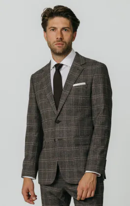 Brown Check Suit Jacket