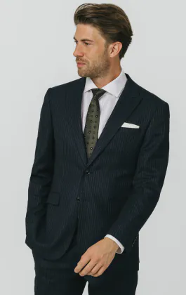 Navy Chalkstripe Suit Jacket
