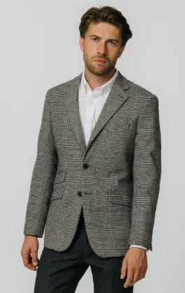 Black and Cream Prince of Wales Check Tweed Jacket