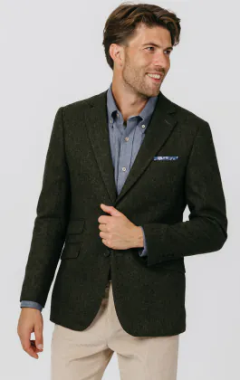 Green Herringbone Tweed Jacket