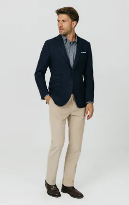 Navy Herringbone Tweed Jacket