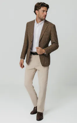 Brown Houndstooth Tweed Jacket