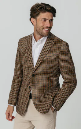 Brown Houndstooth Tweed Jacket