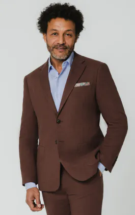 Mocha Linen Suit Jacket