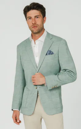 Aqua Green Textured Weave Jacket