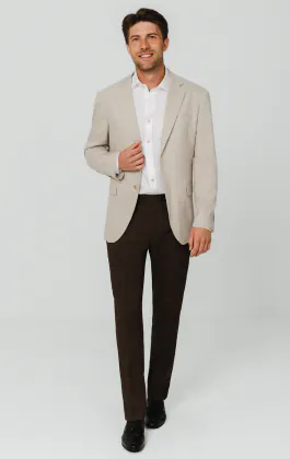 Beige Prince of Wales Check Jacket