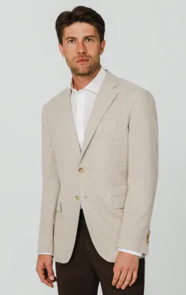 Beige Prince of Wales Check Jacket
