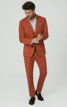 Burnt Orange Pure Linen Suit Jacket
