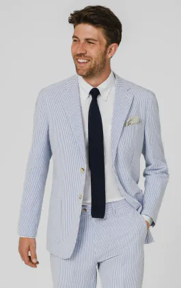Blue & White Seersucker Suit Jacket