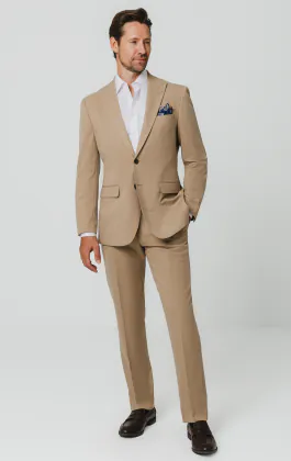 Camel Pinstripe Suit Jacket