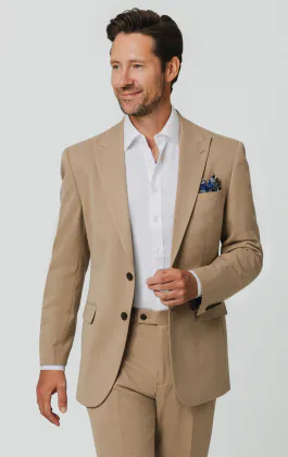 Camel Pinstripe Suit Jacket