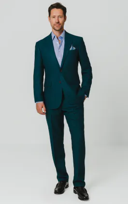 Teal Wool Flannel Suit Jacket
