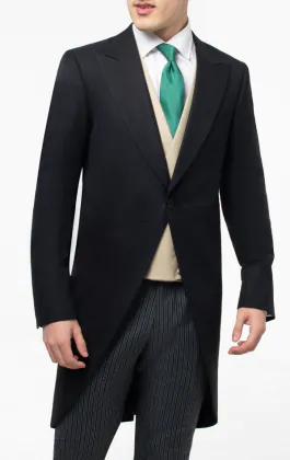 100% Wool Black Herringbone Morning Tailcoat