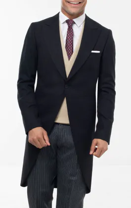 Black Herringbone Morning Tailcoat