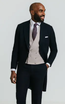 Navy Herringbone Morning Tailcoat