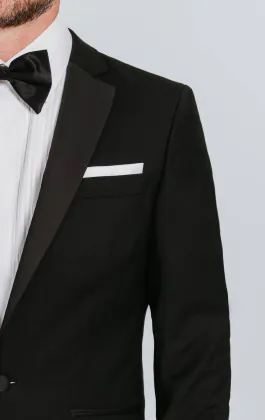 Black 100% Wool Dinner Jacket with Notch Lapel