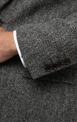 Harris Tweed Grey Herringbone Suit Dobell