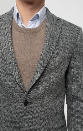 Harris Tweed Grey Herringbone Tweed Jacket Dobell