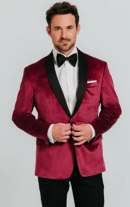 Maroon velvet dinner jacket deals