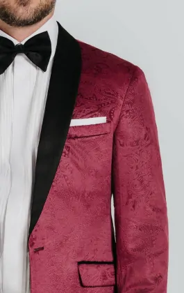 Velvet maroon tuxedo sale