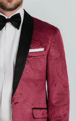Burgundy Paisley Velvet Tuxedo Jacket