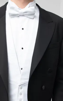 2 Piece Wool White Tie, Dress Shirt, Waistcoat & Bow Tie