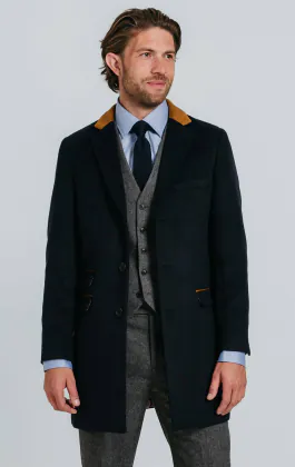 Navy Overcoat with Tan Trims